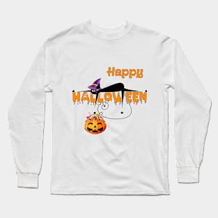 Pumpkin, Black Cat, and Treat- Happy Halloween Delight! Long Sleeve T-Shirt